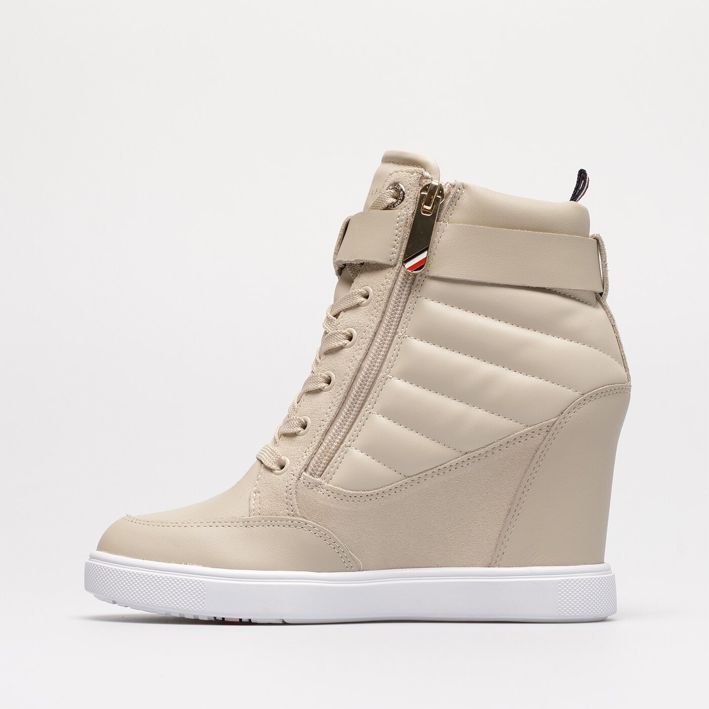 Damskie sneakersy (buty) TOMMY HILFIGER WEDGE SNEAKER BOOT fw0fw06752aci kolor beżowy