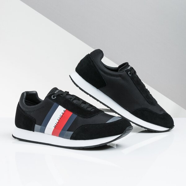 Męskie sneakersy (buty) TOMMY HILFIGER CORPORATE MIX FLAG RUNNER fm0fm02379990 kolor czarny