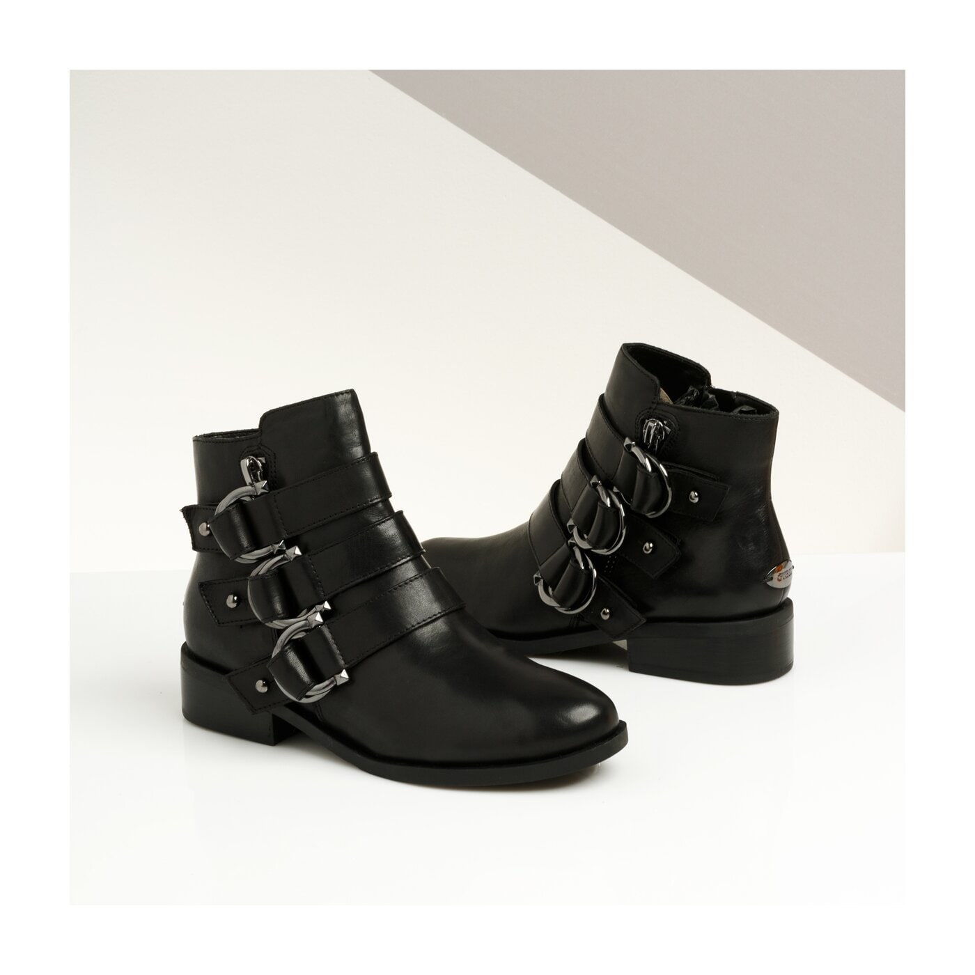 Damskie botki / sztyblety GUESS HULDIE fl8hullea10black kolor czarny