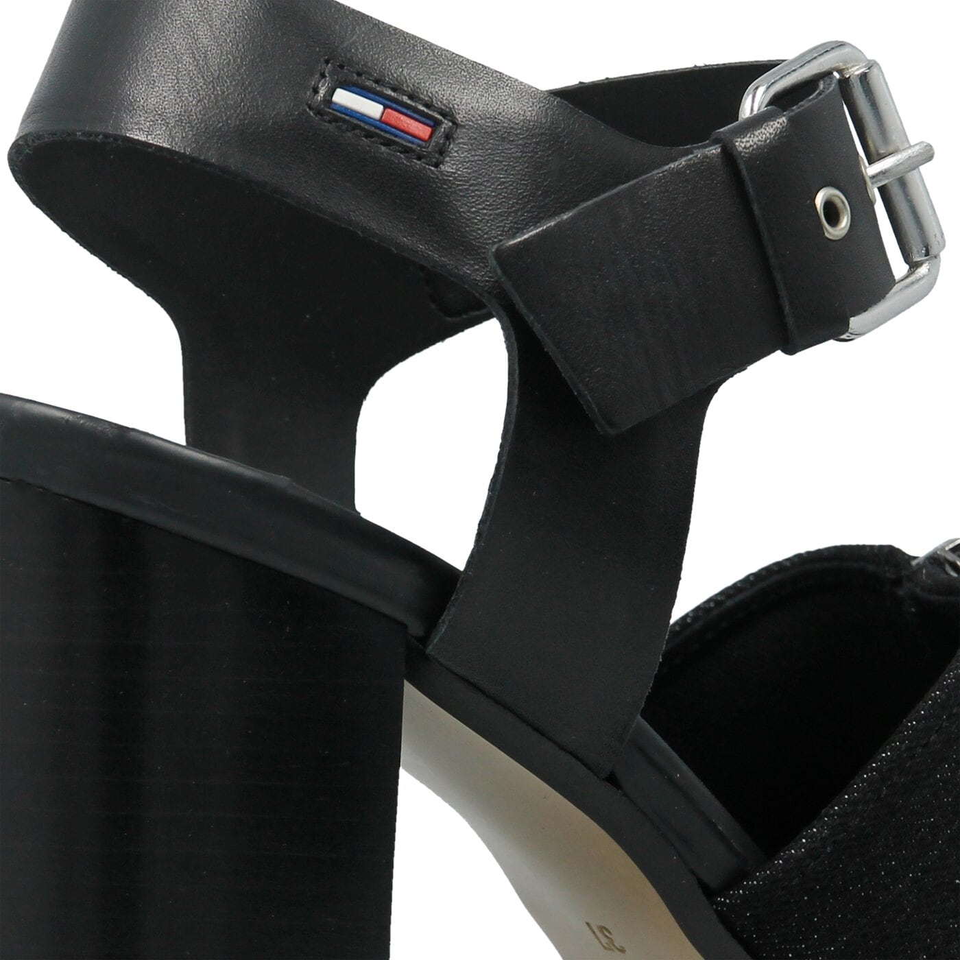 Damskie sandały TOMMY HILFIGER DENIM ZIPPER SANDAL HIGH HEEL en0en00117990 kolor czarny