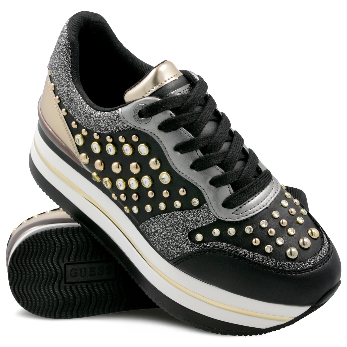 Damskie sneakersy (buty) GUESS HAMPTYN fl5hamele12black kolor czarny