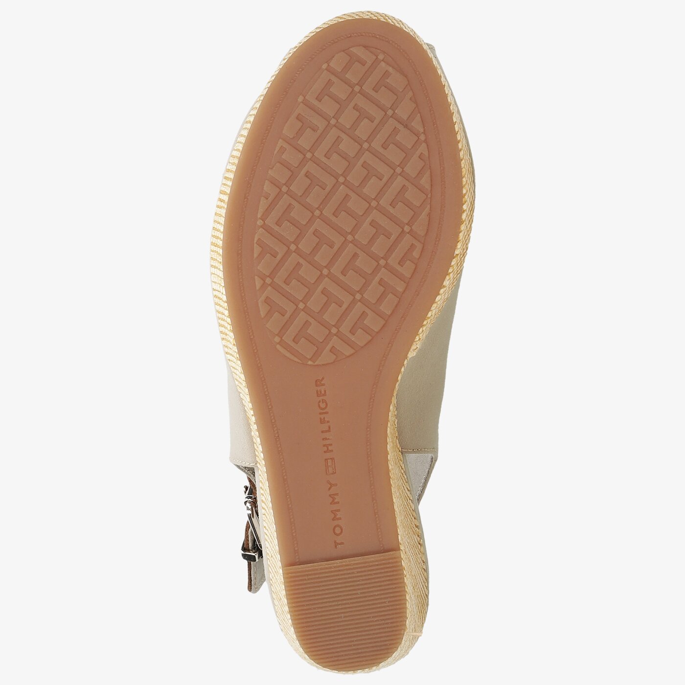 Damskie sandały TOMMY HILFIGER ICONIC ELENA SLING BACK WEDGE fw0fw04789aep kolor beżowy