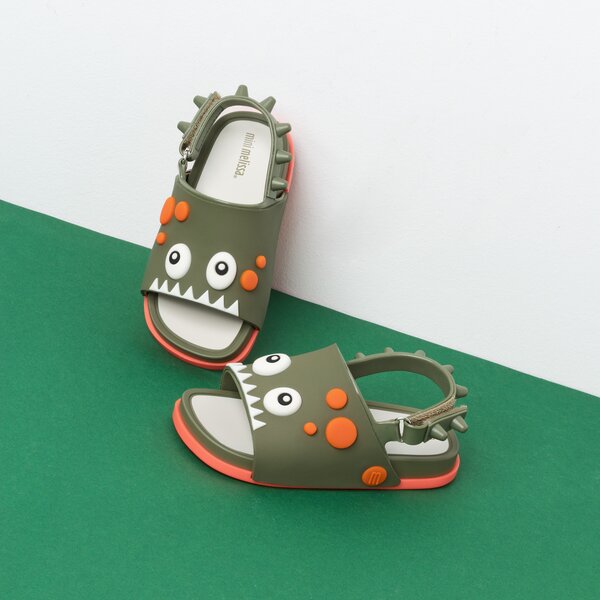 Dziecięce sandały / klapki MELISSA MINI MELISSA BEACH SLIDE DINO BB 3244453418 kolor khaki