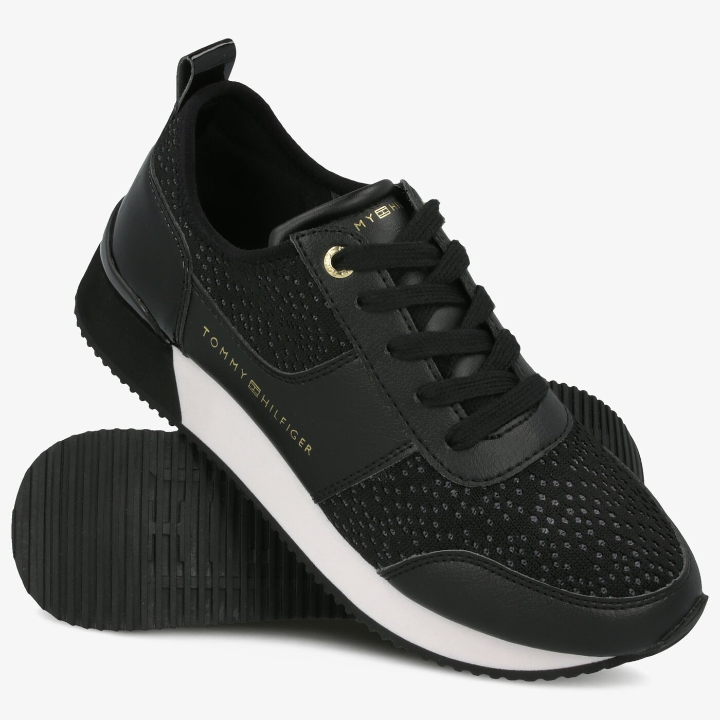 Damskie sneakersy (buty) TOMMY HILFIGER CITY ICONIC KNITTED SNEAKER fw0fw04306990 kolor czarny