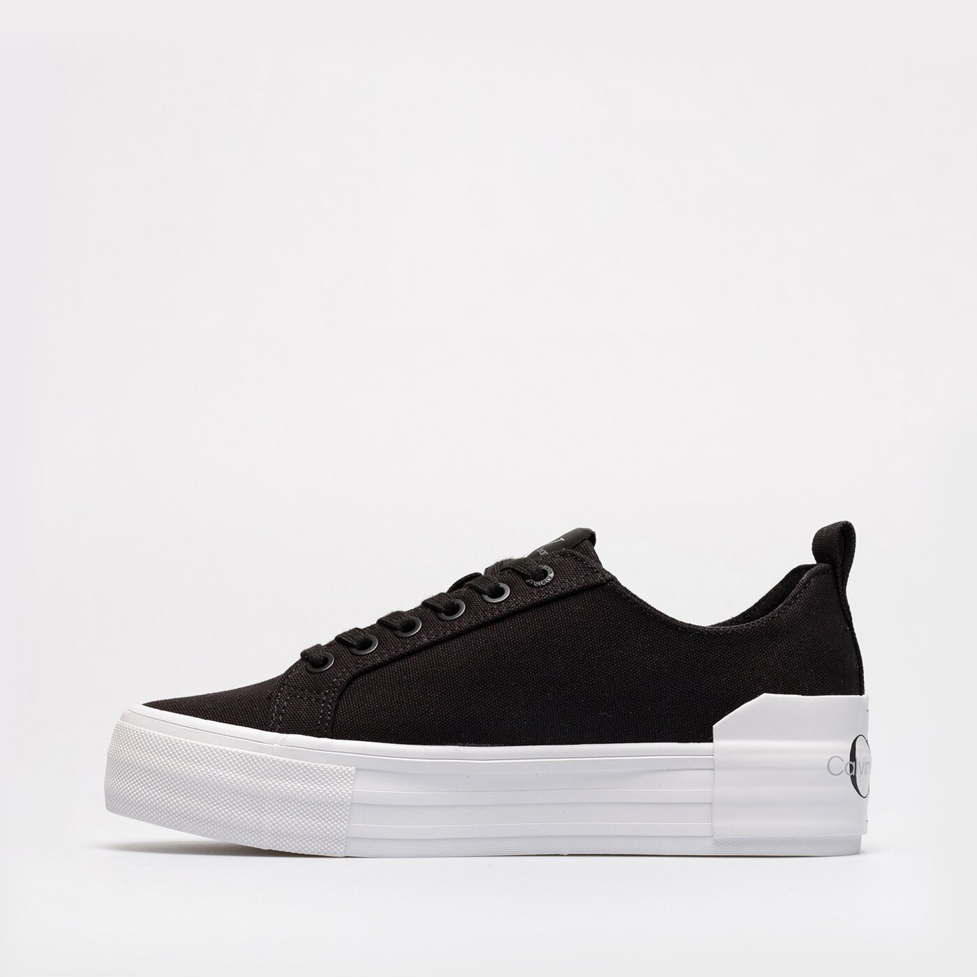 Damskie trampki CALVIN KLEIN VULCANIZED FLATFORM BOLD LACEUP yw0yw00702bds kolor czarny
