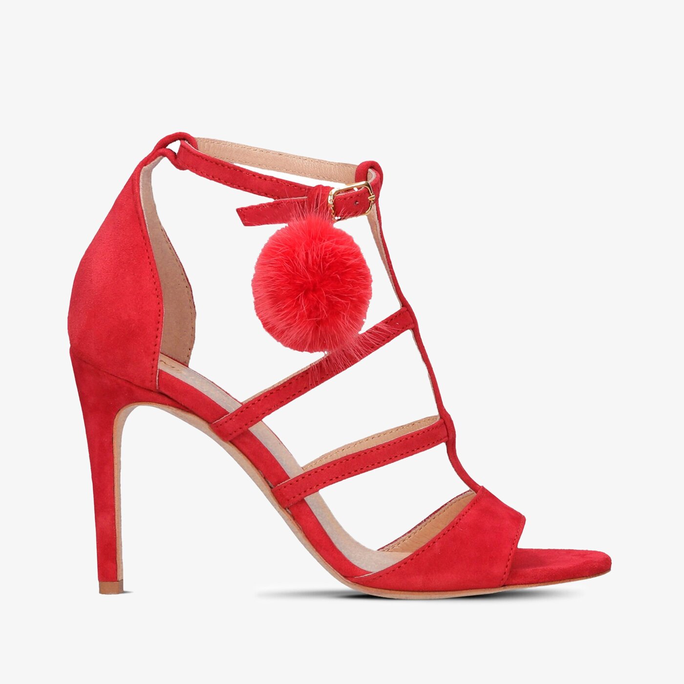 Damskie sandały SYMBIOSIS FELICITY FUR SANDALS CZERWONE 1104134 kolor czerwony