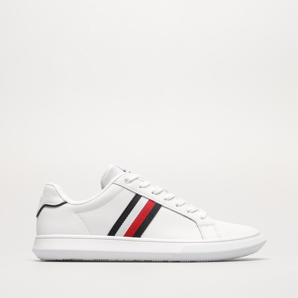 Męskie sneakersy (buty) TOMMY HILFIGER CORPORATE LEATHER CUP STRIPES fm0fm04732ybs kolor biały
