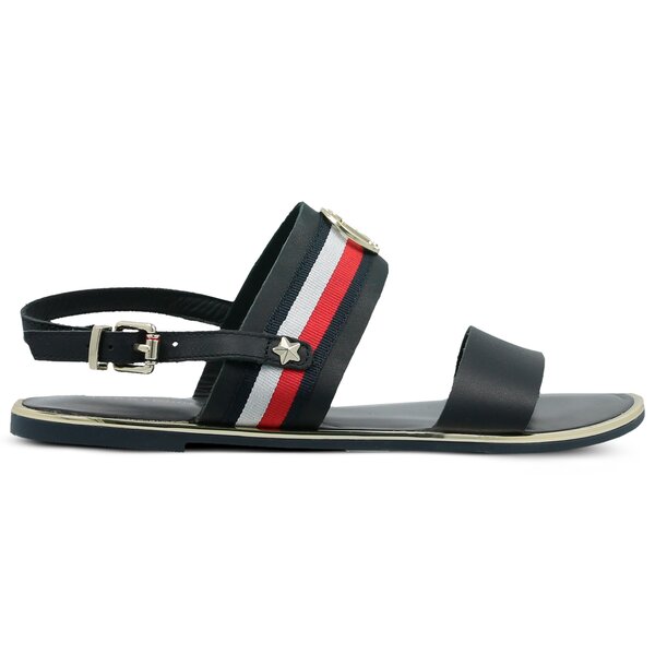 Damskie sandały TOMMY HILFIGER CORPORATE RIBBON FLAT SANDAL fw0fw02811403 kolor granatowy