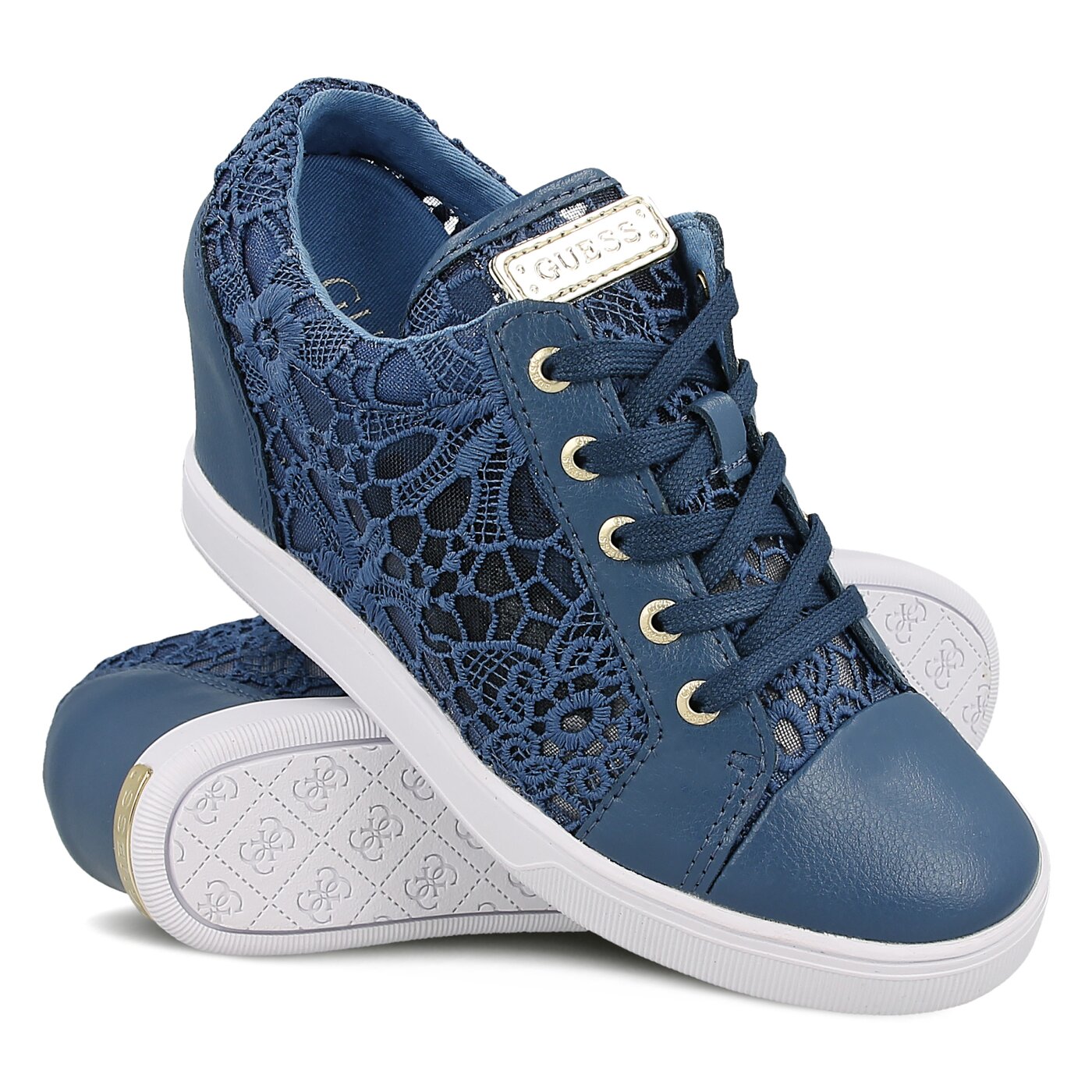 Damskie trampki GUESS FINNA flfin1lac12blue kolor niebieski