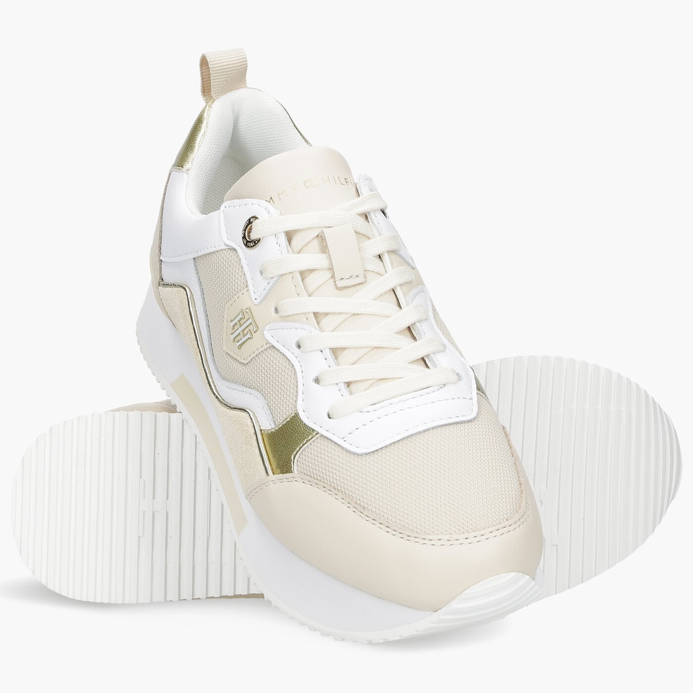 Damskie sneakersy (buty) TOMMY HILFIGER MATERIAL MIX ACTIVE CITY SNEAKER fw0fw05807aa8 kolor beżowy