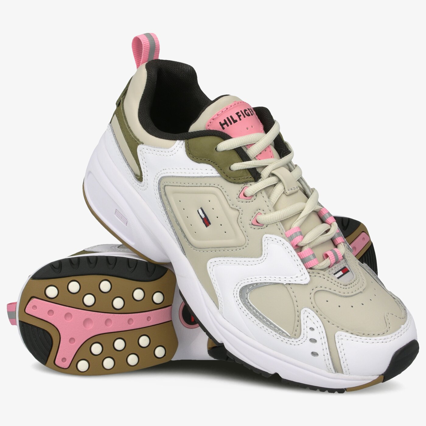 Damskie sneakersy (buty) TOMMY HILFIGER WMNS HERITAGE SNEAKER en0en00721peg kolor khaki