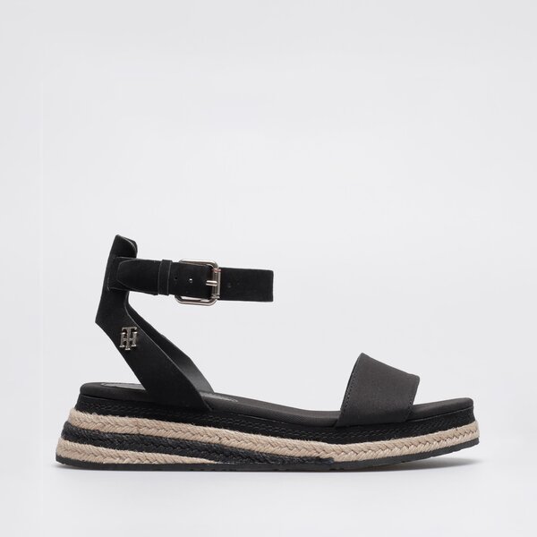 Damskie sandały TOMMY HILFIGER COLORED ROPE LOW WEDGE SANDAL fw0fw06233bds kolor czarny