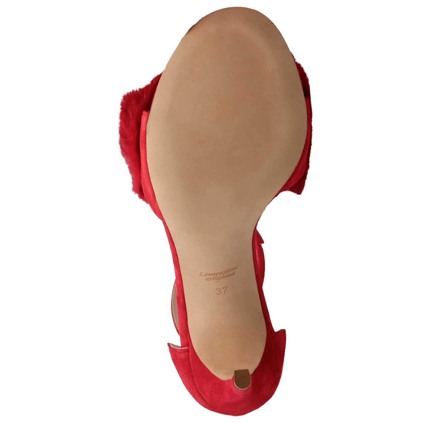 Damskie sandały SYMBIOSIS LISA FUR SANDALS CZERWONE 1107134 kolor czerwony