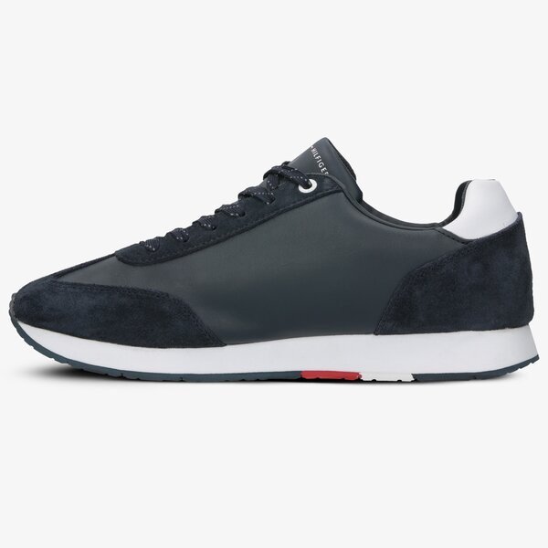 Męskie sneakersy (buty) TOMMY HILFIGER CORPORATE LEATHER FLAG RUNNER fm0fm02380403 kolor granatowy