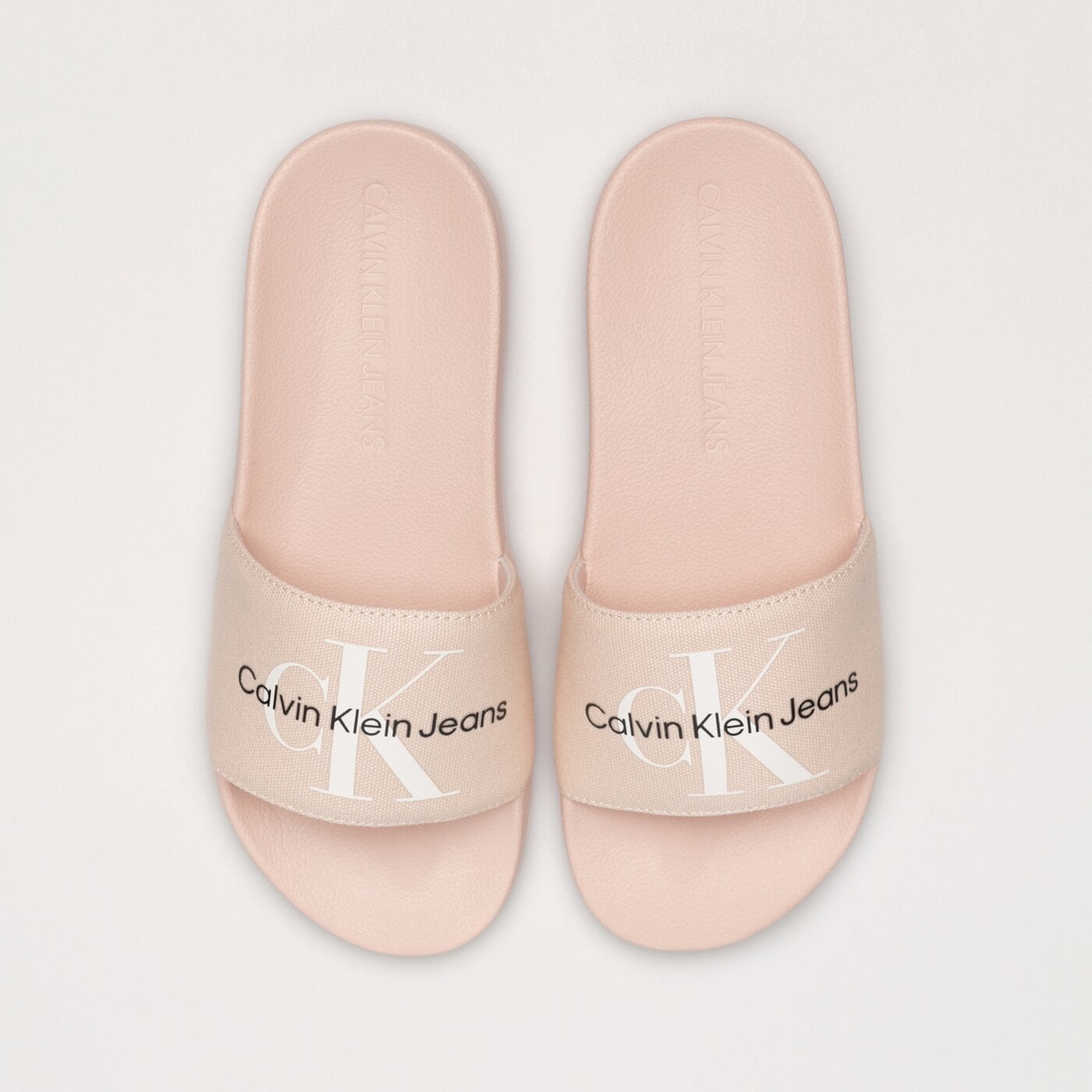 Damskie klapki CALVIN KLEIN SLIDE MONOGRAM CO yw0yw001030jw kolor beżowy