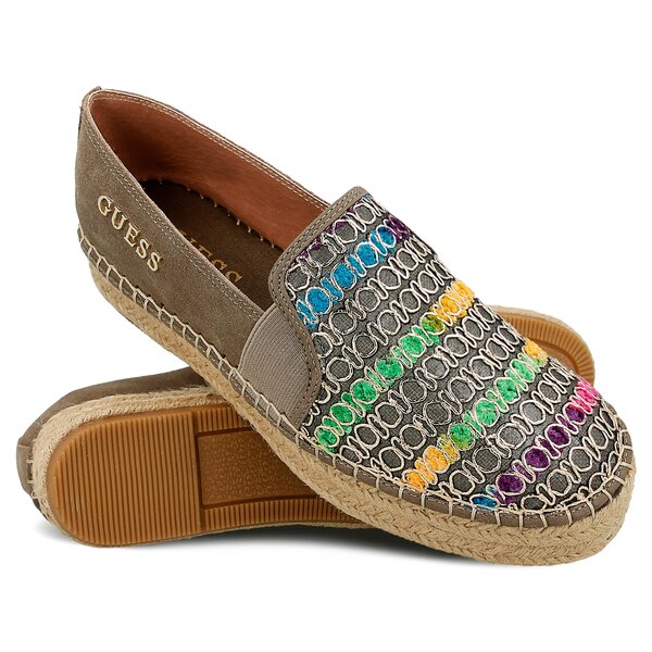 Damskie espadryle GUESS RELA flrel2fab14taupe kolor beżowy