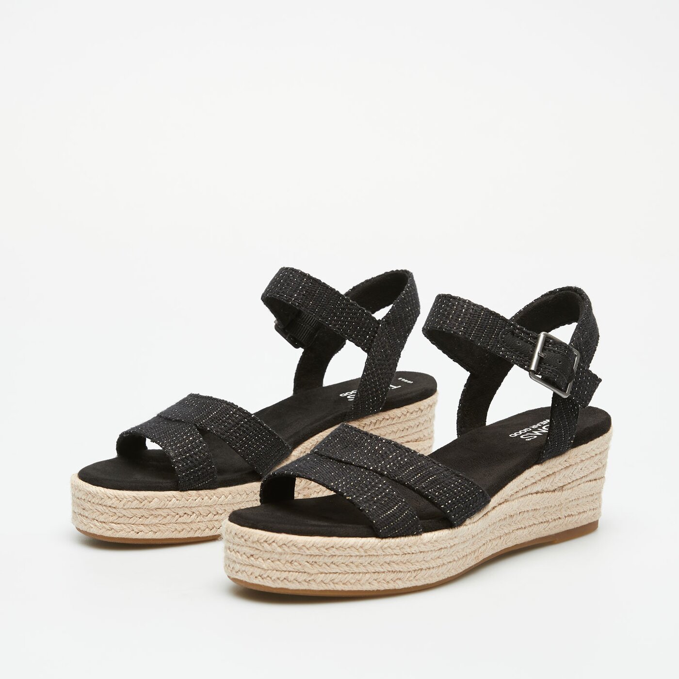 Damskie szpilki / czółenka TOMS BLACK METALLIC LINEN STRIPE  10020749 kolor czarny