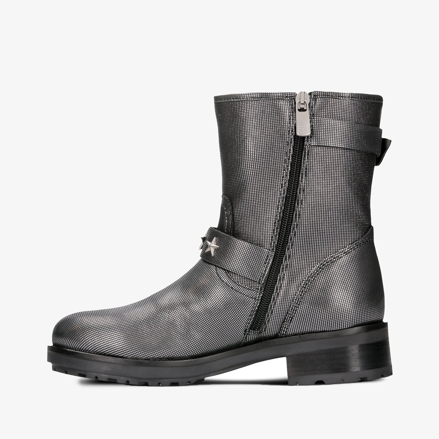 Damskie botki / sztyblety TOMMY HILFIGER JILL 2Z fw0fw03764015 kolor srebrny