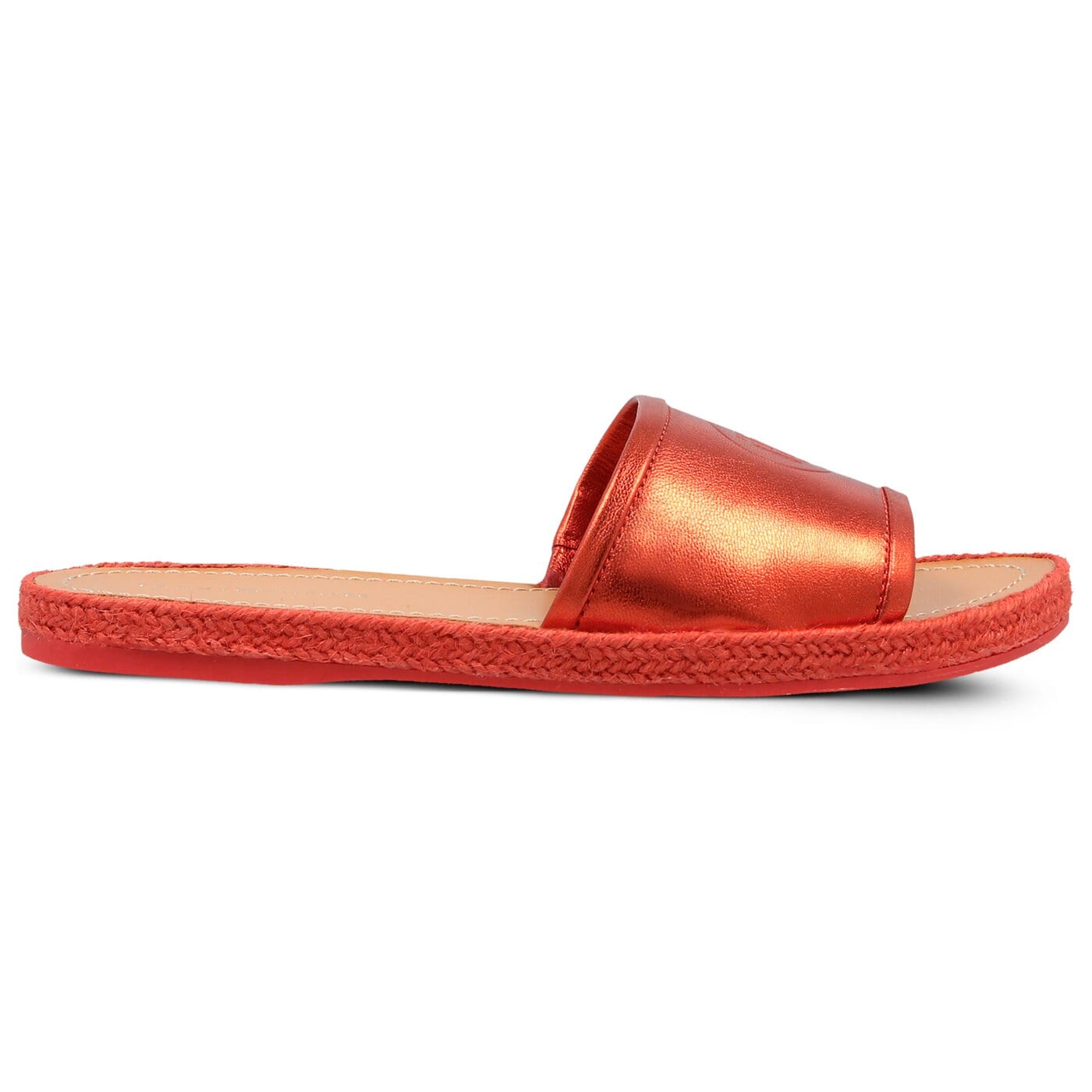 Damskie klapki TOMMY HILFIGER METALLIC FLAT MULE fw0fw02224630 kolor czerwony