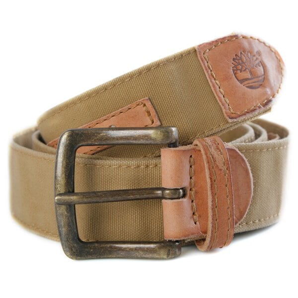 Męski pasek do spodni TIMBERLAND PASEK MAN CANVAS LEATHER BELT m2716918 kolor beżowy