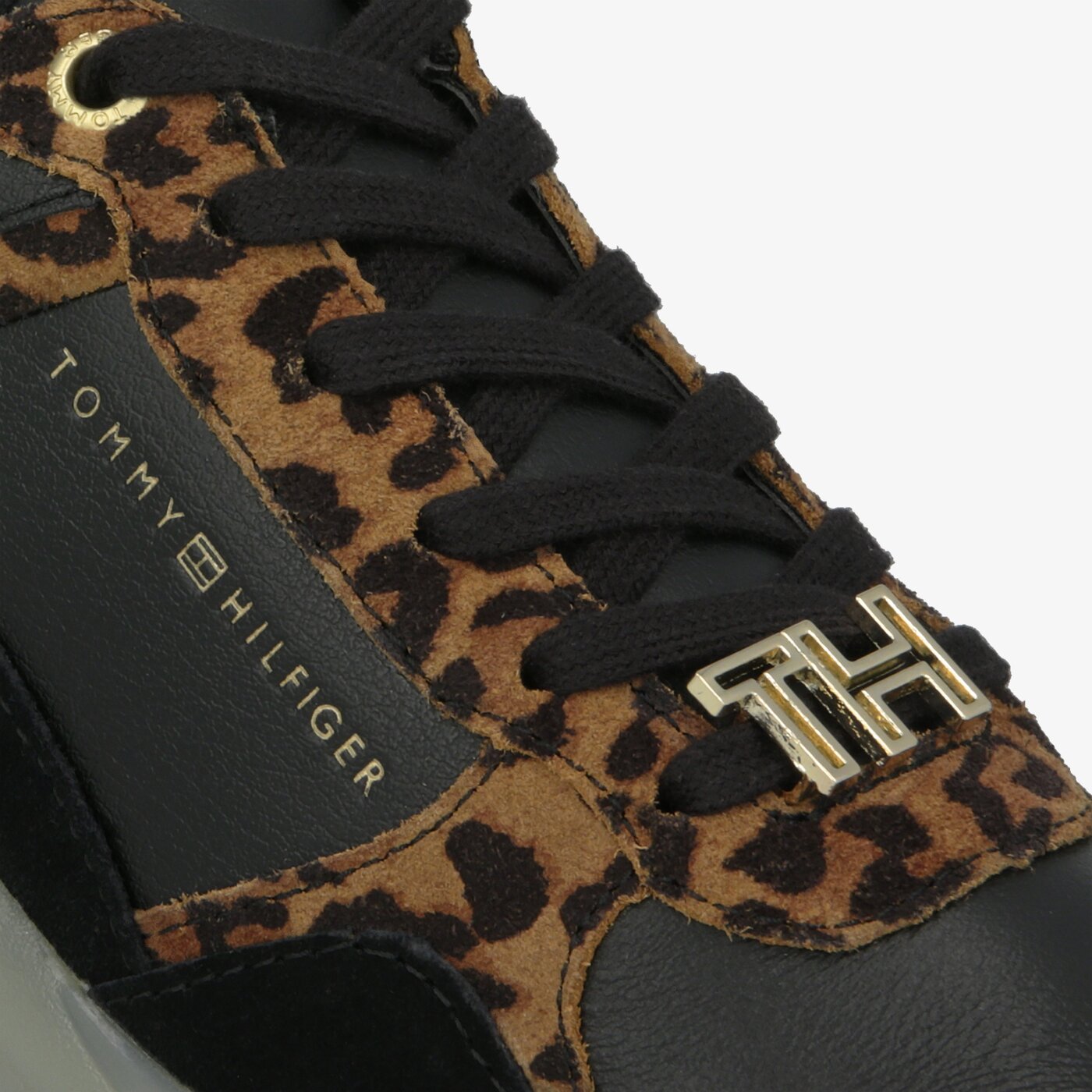 Damskie sneakersy (buty) TOMMY HILFIGER LEO PRINT SPORTY SNEAKER fw0fw045290gp kolor czarny