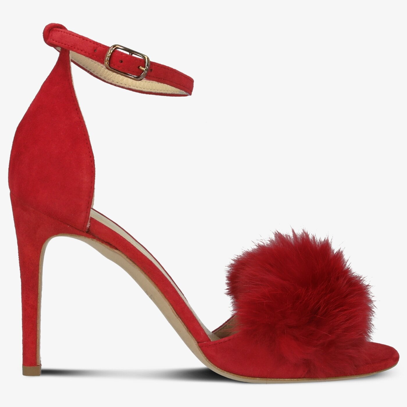 Damskie sandały SYMBIOSIS LISA FUR SANDALS CZERWONE 1107134 kolor czerwony