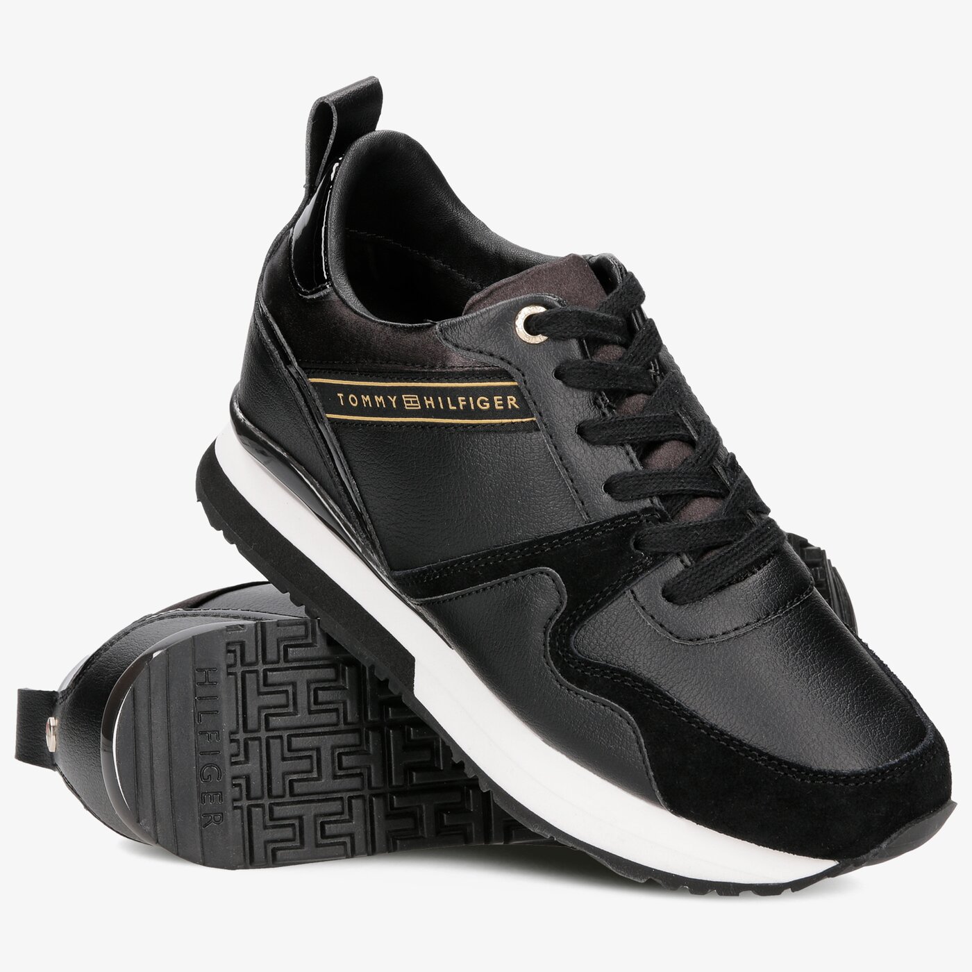 Damskie sneakersy (buty) TOMMY HILFIGER IRIDESCENT WEDGE SNEAKER fw0fw04130990 kolor czarny