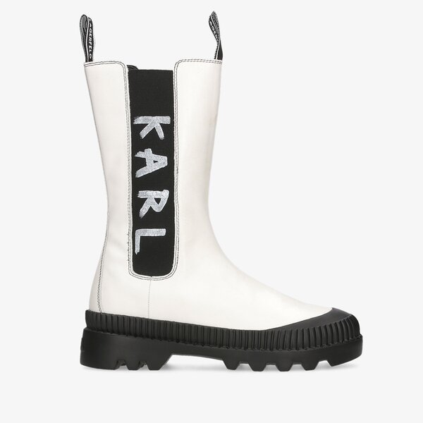 Damskie botki / sztyblety KARL LAGERFELD TREKKA II BRUSH LOGO GORE MIDI BOOT kl42590011 kolor biały