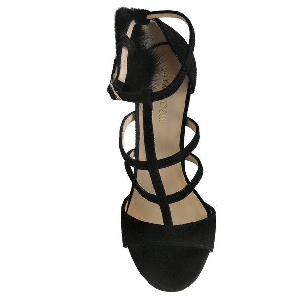 Damskie sandały SYMBIOSIS FELICITY FUR SANDALS CZARNE 1104002 kolor czarny