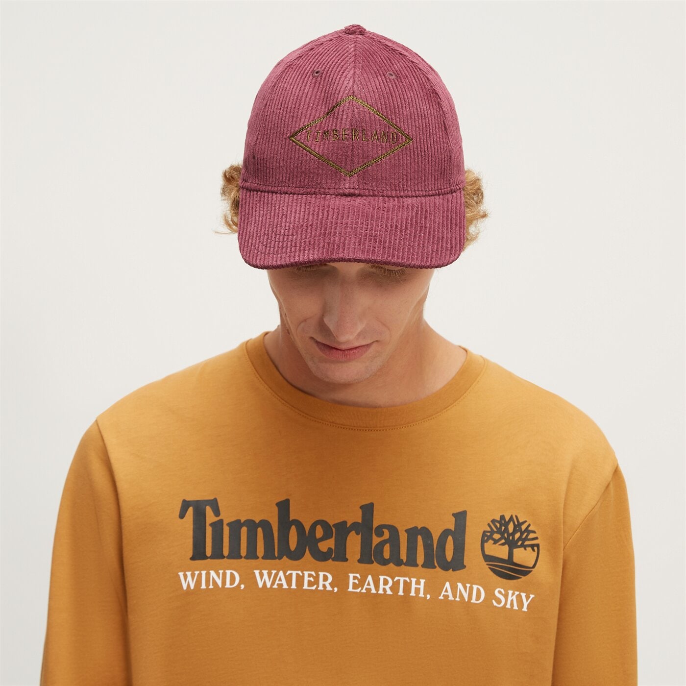 Damska czapka z daszkiem TIMBERLAND CZAPKA CORDUROY CAP tb0a2psqi301 kolor bordowy