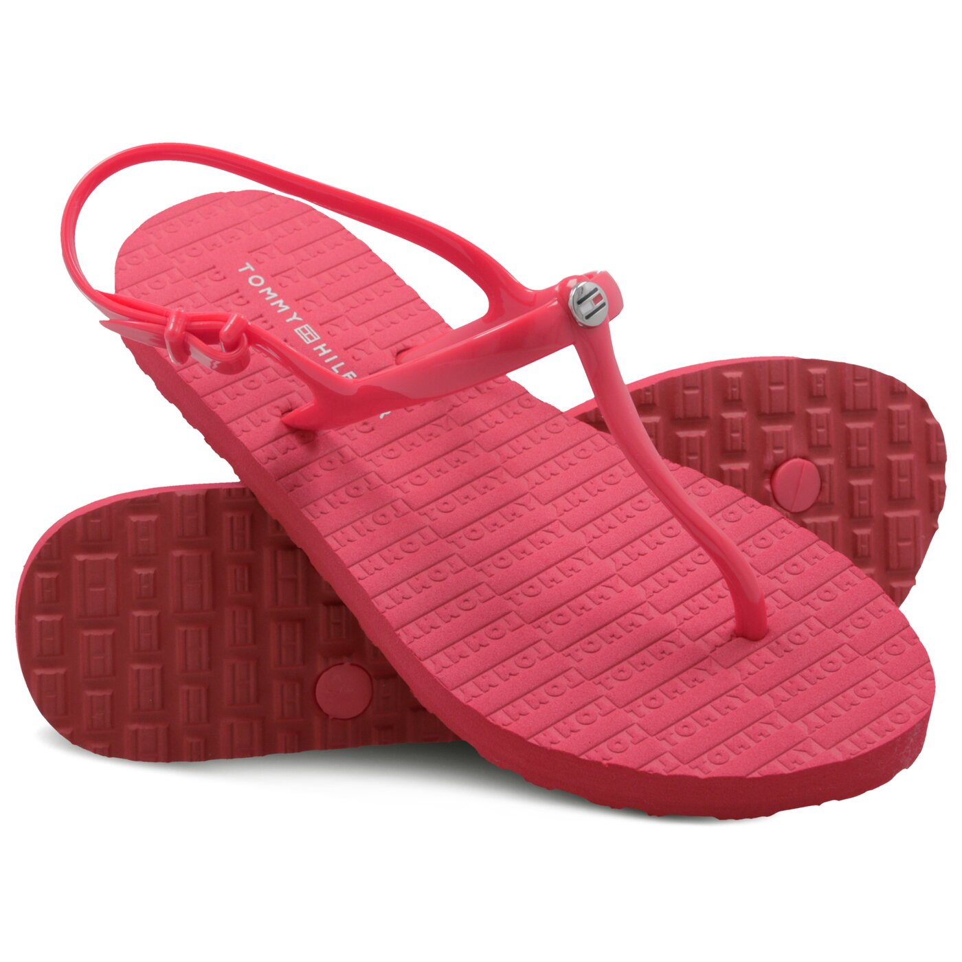 Damskie sandały TOMMY HILFIGER INT CARO 1R FLAT STRAPPY BEACH SANDAL fw0fw03923611 kolor czerwony