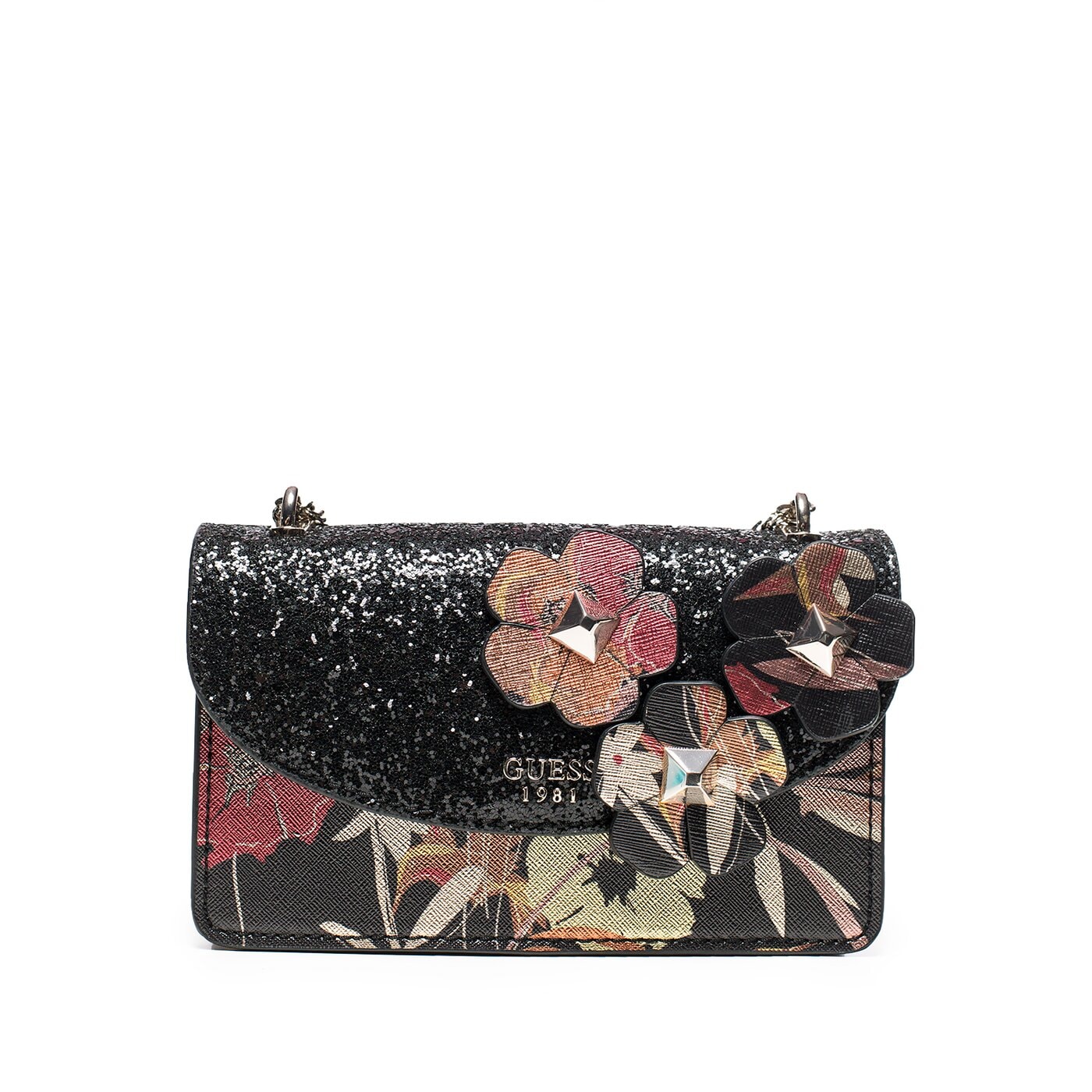 Damska torebka GUESS TOREBKA FALL IN LOVE (MF) EVENING-BAGS BLACK FLORAL hwmf6790780bkf kolor czarny
