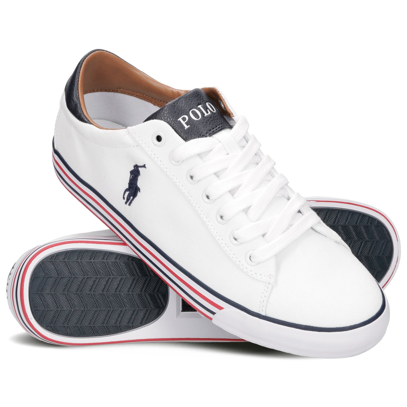 Męskie trampki POLO RL HARVEY NE PURE WHITE/NEWPORT NAVY CANVAS 816190758ead kolor biały