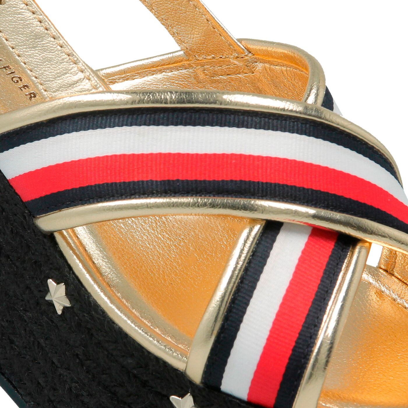 Damskie sandały TOMMY HILFIGER CORPORATE RIBBON FLATFORM SANDAL fw0fw02527020 kolor złoty
