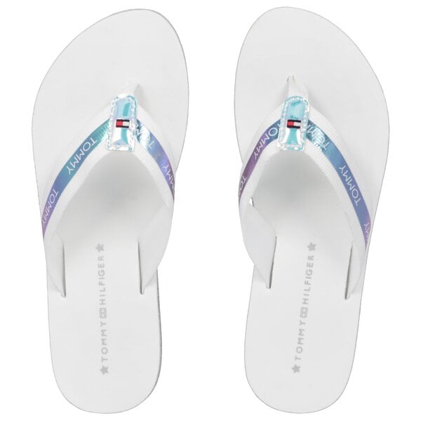 Damskie klapki TOMMY HILFIGER INT MYRA 44D FLAT BEACH SANDAL IRIDESCENT fw0fw04016100 kolor biały