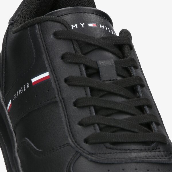 Męskie sneakersy (buty) TOMMY HILFIGER LIGHTWEIGHT LEA SNEAKER STRIPES fm0fm04016bds kolor czarny