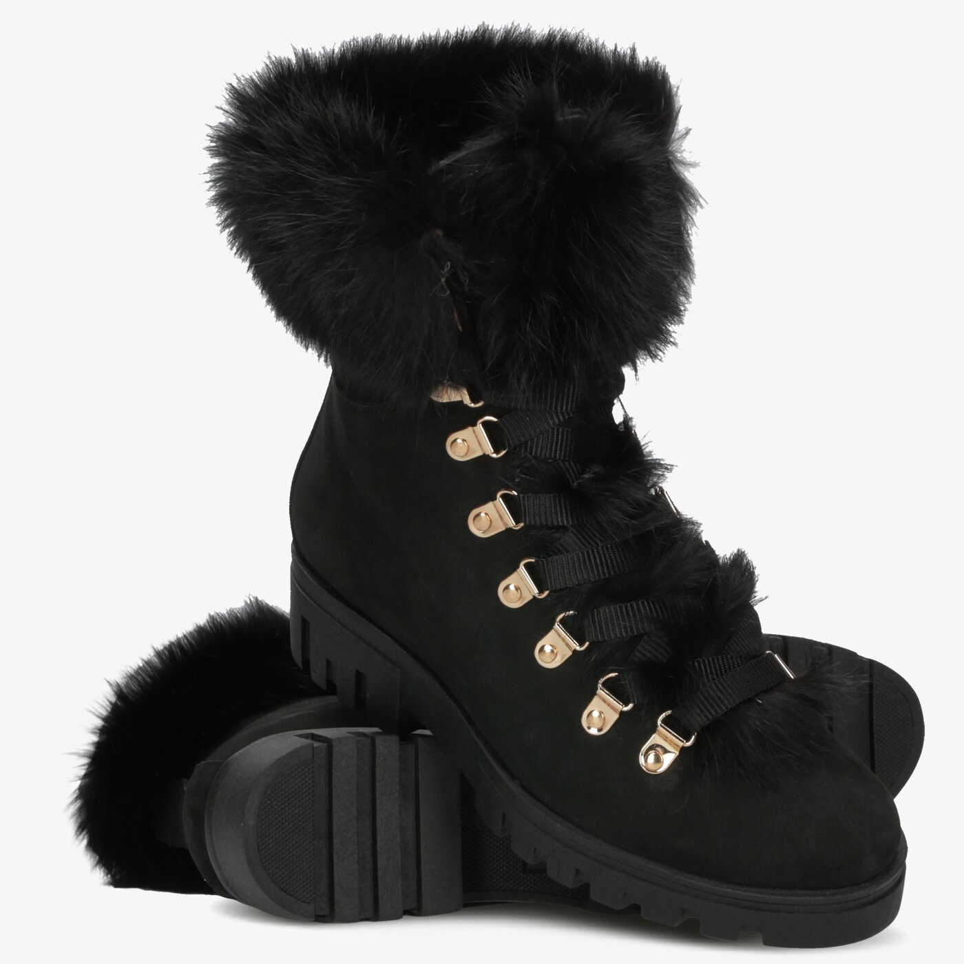 Damskie botki / sztyblety SYMBIOSIS SO FLUFFY  sywc219012 kolor czarny