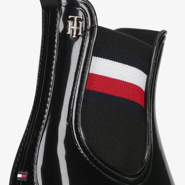 Damskie kalosze (buty gumowe) TOMMY HILFIGER CORPORATE RIBBON RAINBOOT fw0fw05969bds kolor czarny