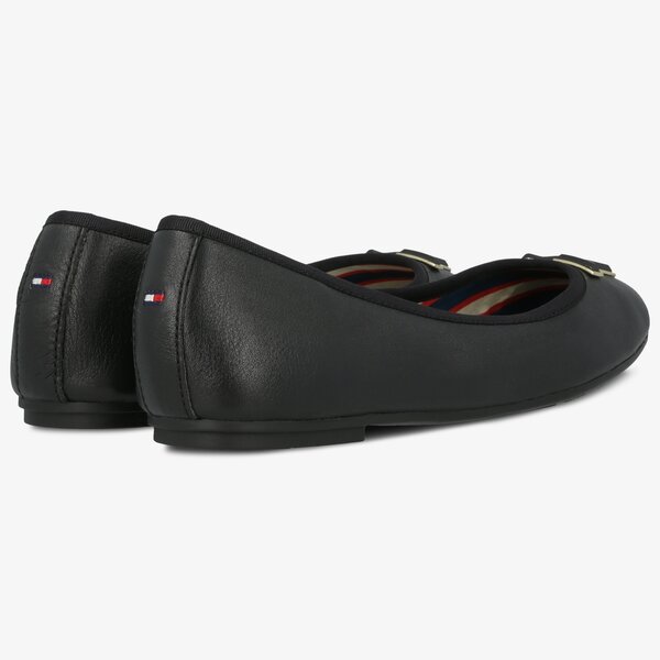 Damskie baleriny (buty) TOMMY HILFIGER ESSENTIAL LEATHER BALLERINA fw0fw04316990 kolor czarny