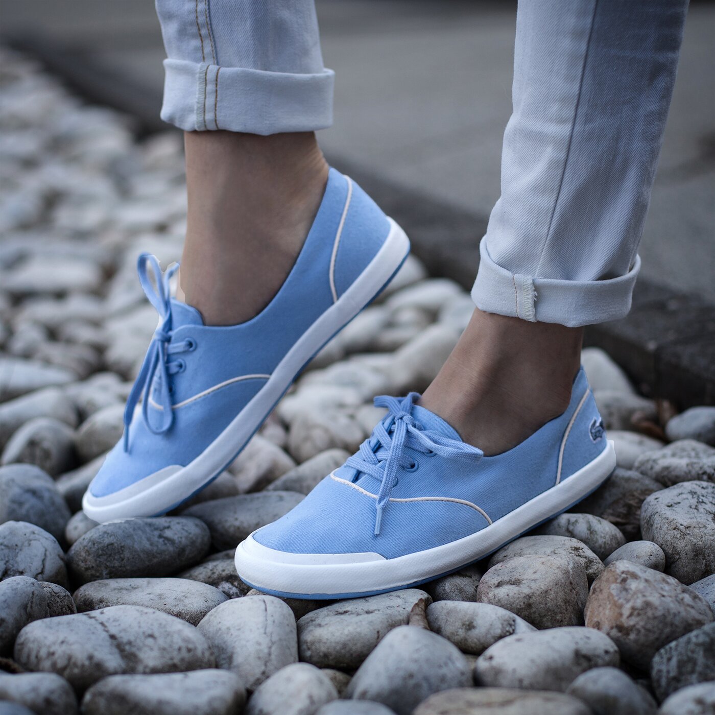 Damskie sneakersy (buty) LACOSTE LANCELLE LACE 3 EYE 216 2 731spw00451k6 kolor niebieski