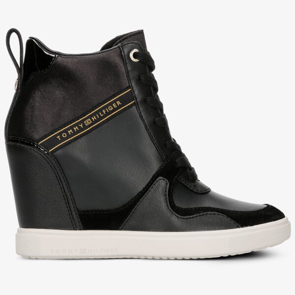 Damskie trampki TOMMY HILFIGER DRESSY SNEAKER WEDGE fw0fw04153990 kolor czarny
