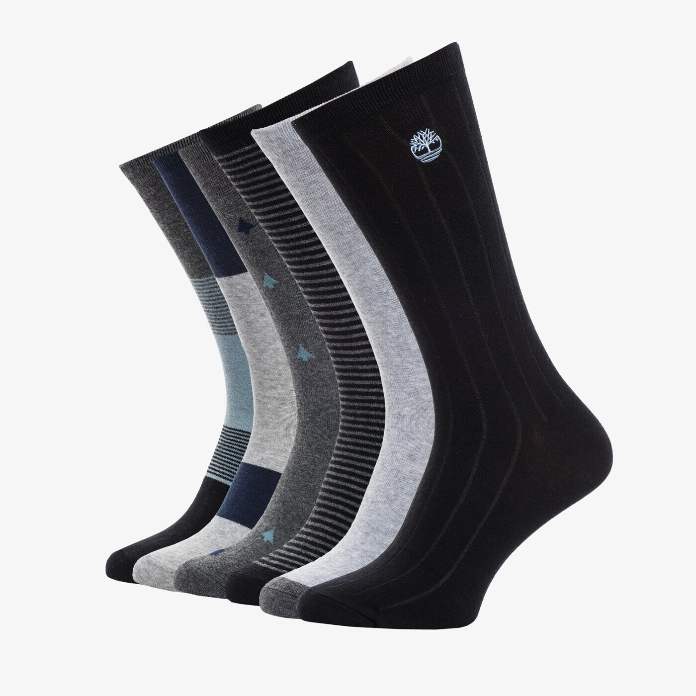 Męskie skarpetki TIMBERLAND SKARPETY 6PP GEO STRIPE GIFTBOX tb0a1ev60101 kolor szary