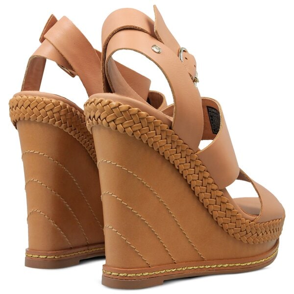 Damskie sandały TOMMY HILFIGER ELEVATED LEATHER WEDGE SANDAL fw0fw02575297 kolor beżowy