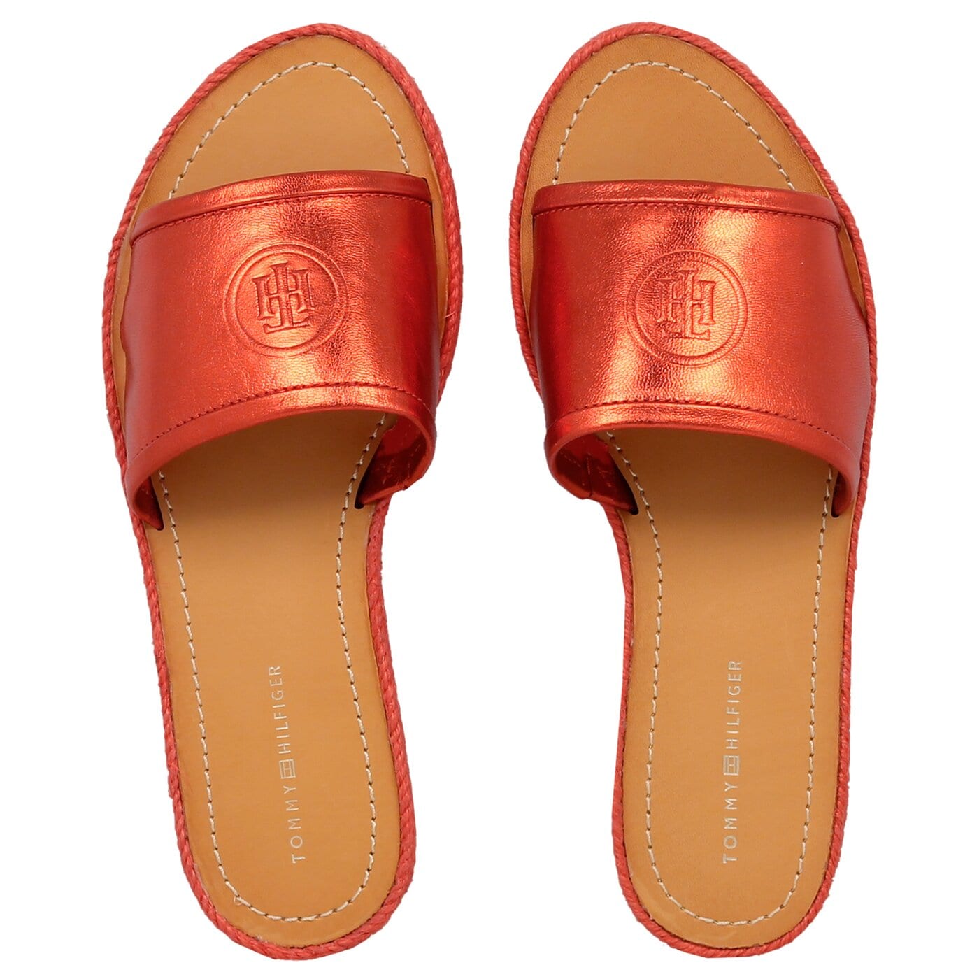 Damskie klapki TOMMY HILFIGER METALLIC FLAT MULE fw0fw02224630 kolor czerwony