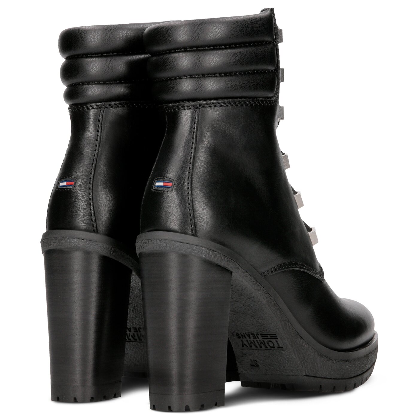 Damskie botki / sztyblety TOMMY HILFIGER STUDS LACE UP HEELED BOOT en0en00325990 kolor czarny