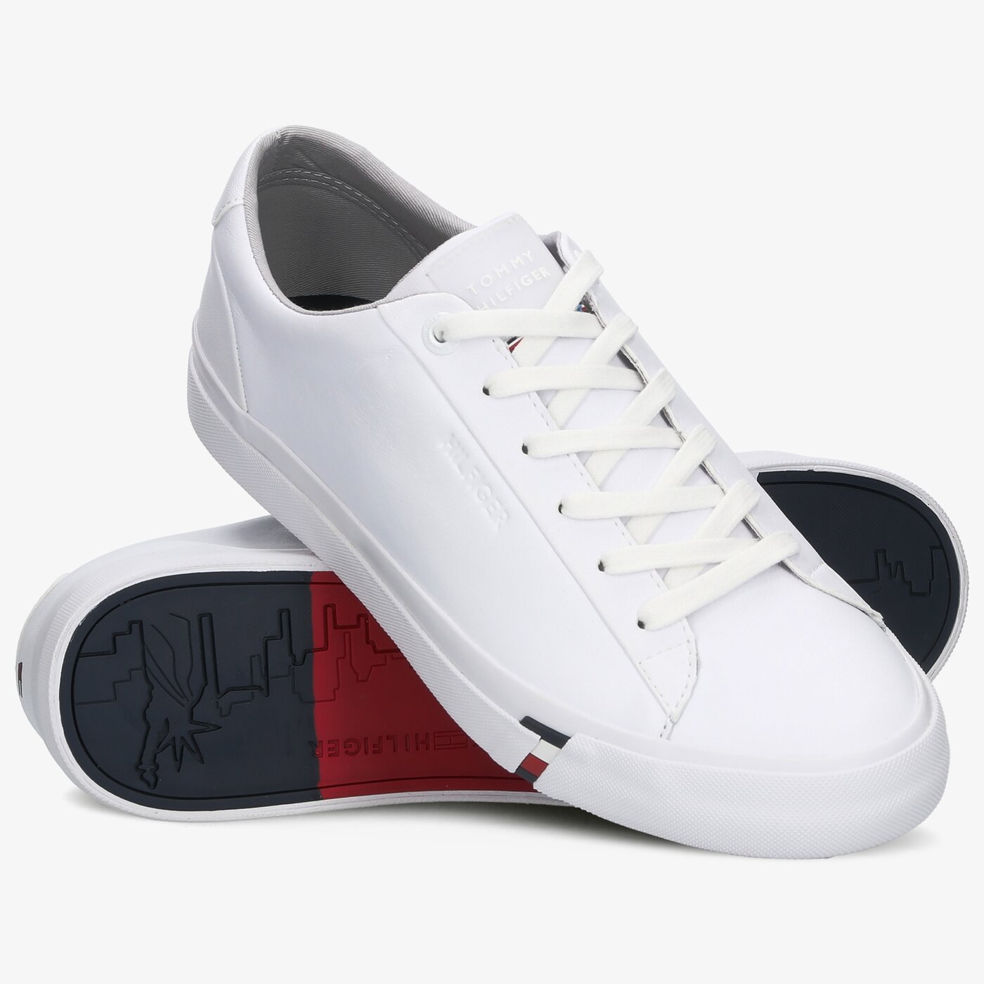 Męskie trampki TOMMY HILFIGER CORPORATE LEATHER SNEAKER fm0fm02672ybs kolor biały