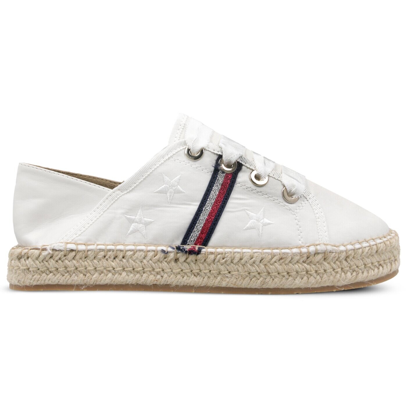 Damskie espadryle TOMMY HILFIGER SAMMY 19C FLAT ESPADRILLE CORPORATE RIBBON fw0fw03801121 kolor biały