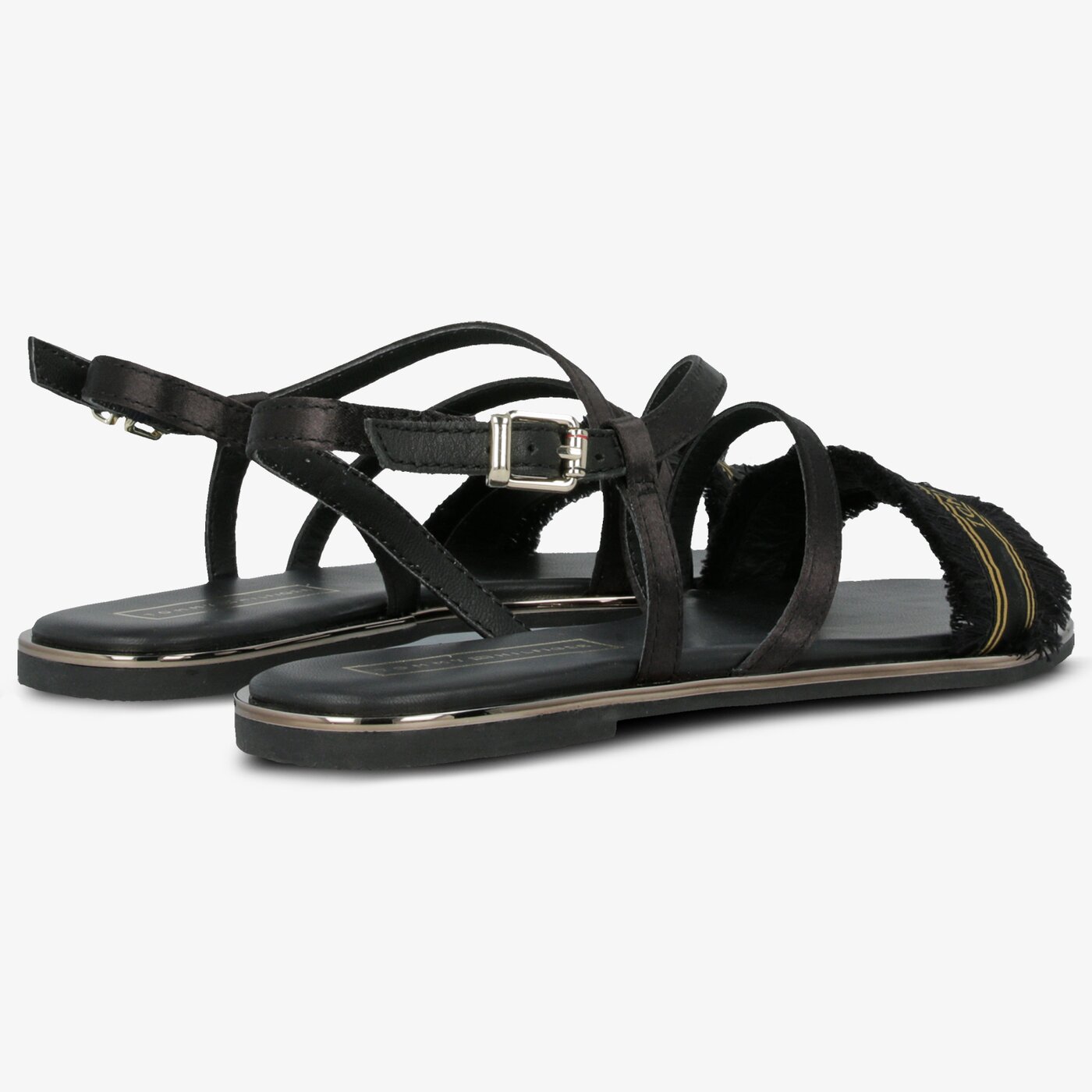 Damskie sandały TOMMY HILFIGER FEMININE SATIN FLAT SANDAL fw0fw04162990 kolor czarny