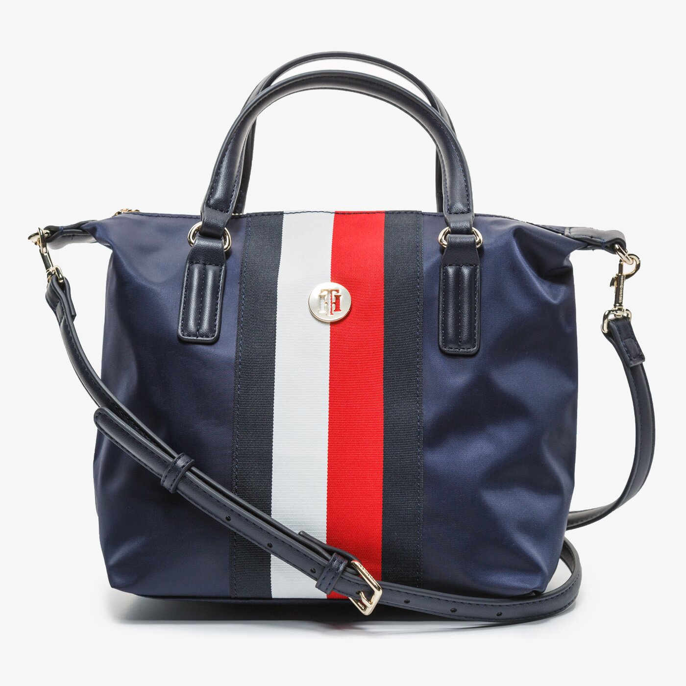 Damska torebka TOMMY HILFIGER TOREBKA POPPY SMALL TOTE CORP aw0aw083360gy kolor multicolor