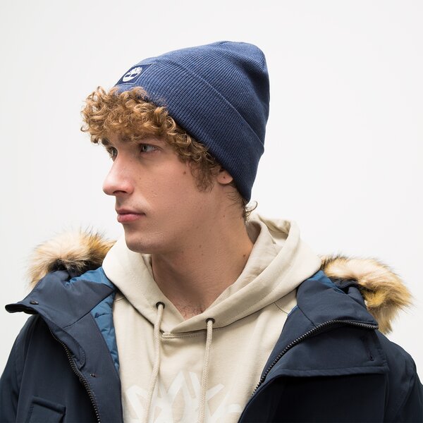 Damska czapka zimowa TIMBERLAND CZAPKA CUFFED BEANIE WITH PATCH tb0a2p3y4511 kolor granatowy